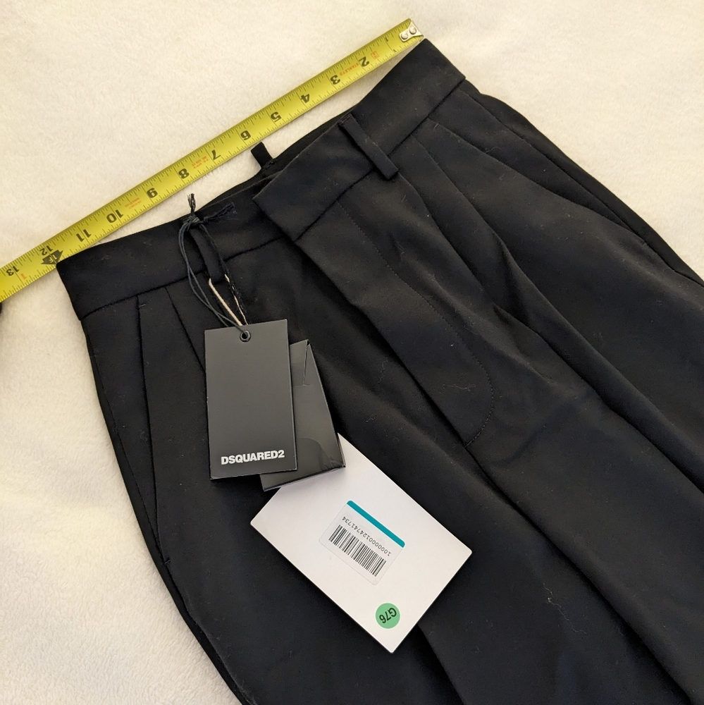DSQUARED2 Black Pleated High-Waist Trousers